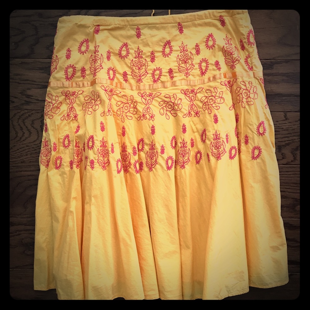 Guess Jeans Bohemian Embroidered Skirt Orange Med